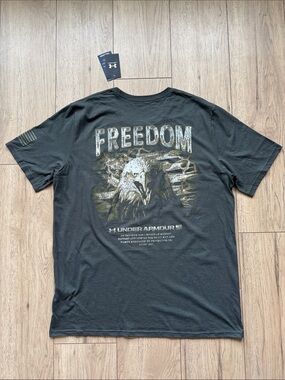 Under Armour Freedom Bald Eagle USA Flag Men’s 2XL T-Shirt Green NWT